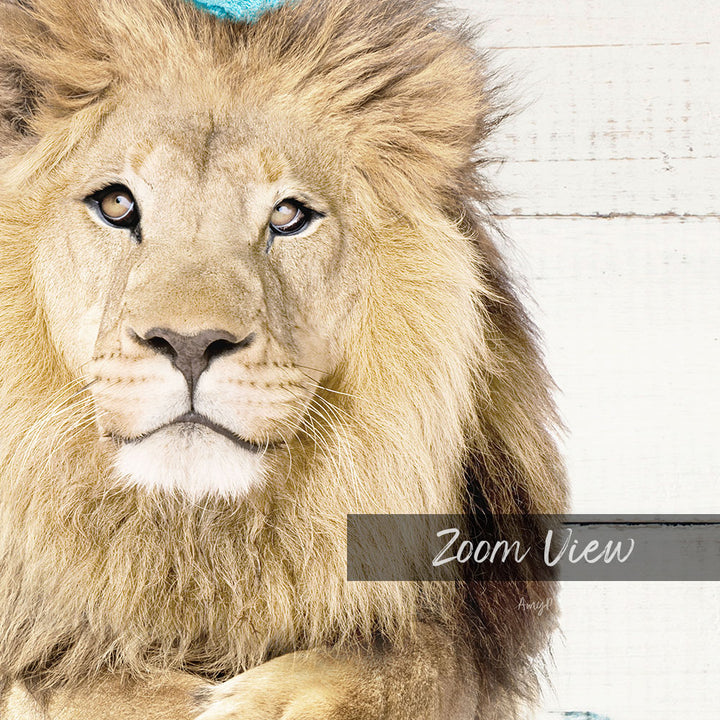 A close-up portrait of a majestic lion, its golden mane and intense gaze capturing the viewer's attention.