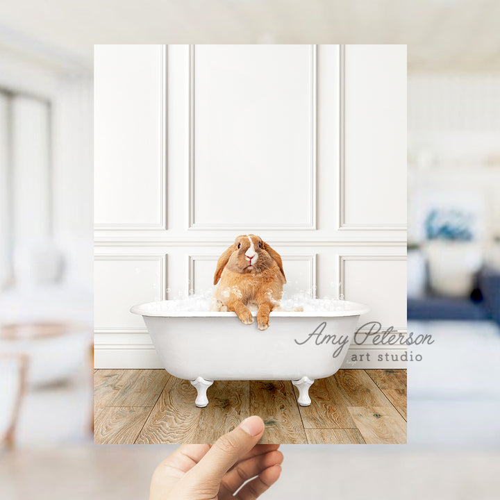 a person taking a picture of a dog in a bathtub