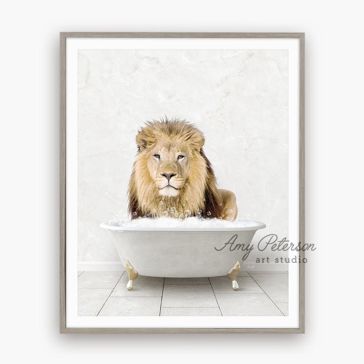 a picture of a lion in a bathtub