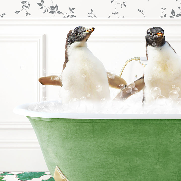 a couple of birds sitting in a bath tub