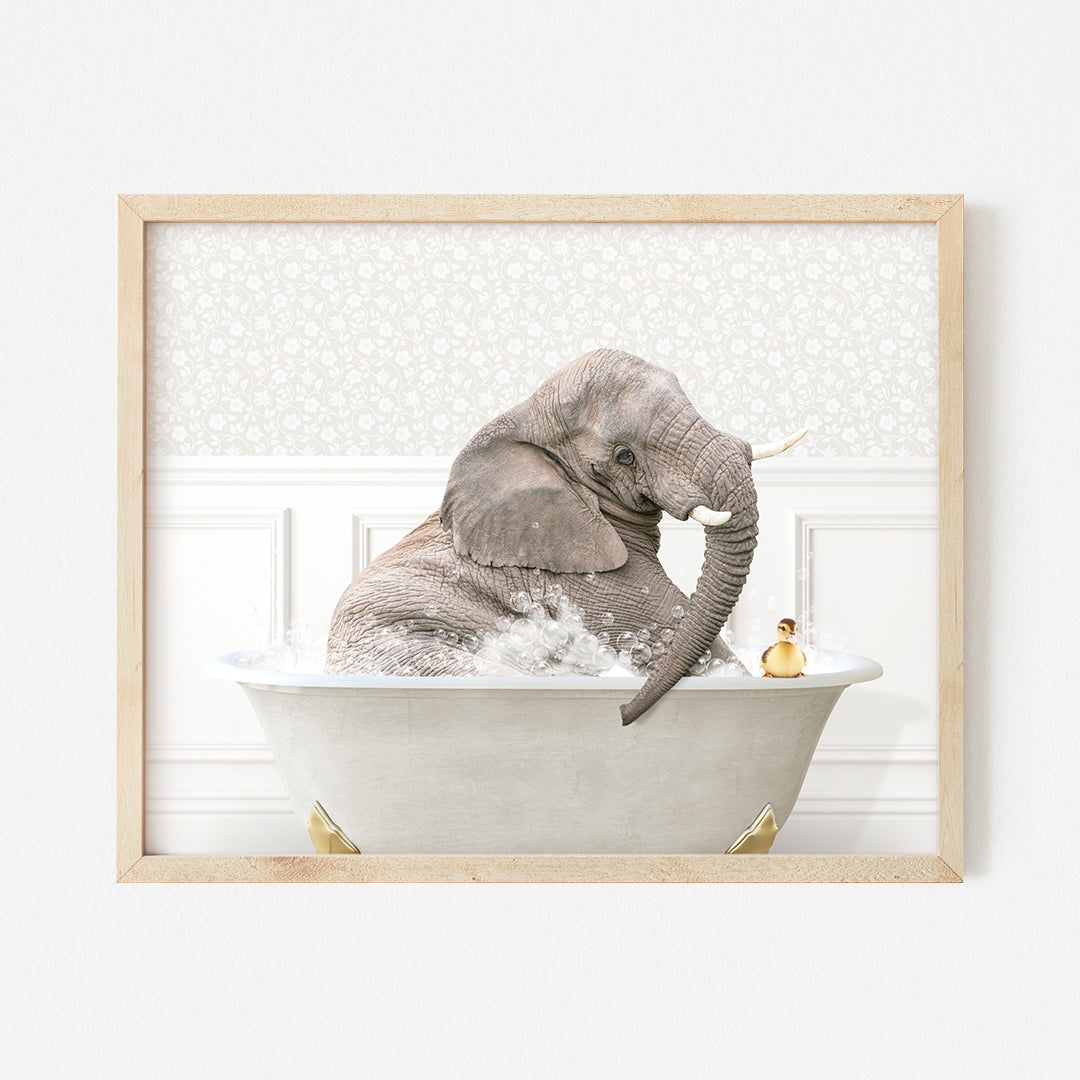 a picture of an elephant in a bathtub