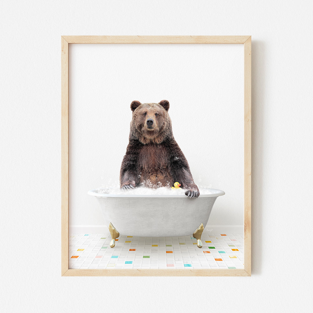 a picture of a bear in a bathtub