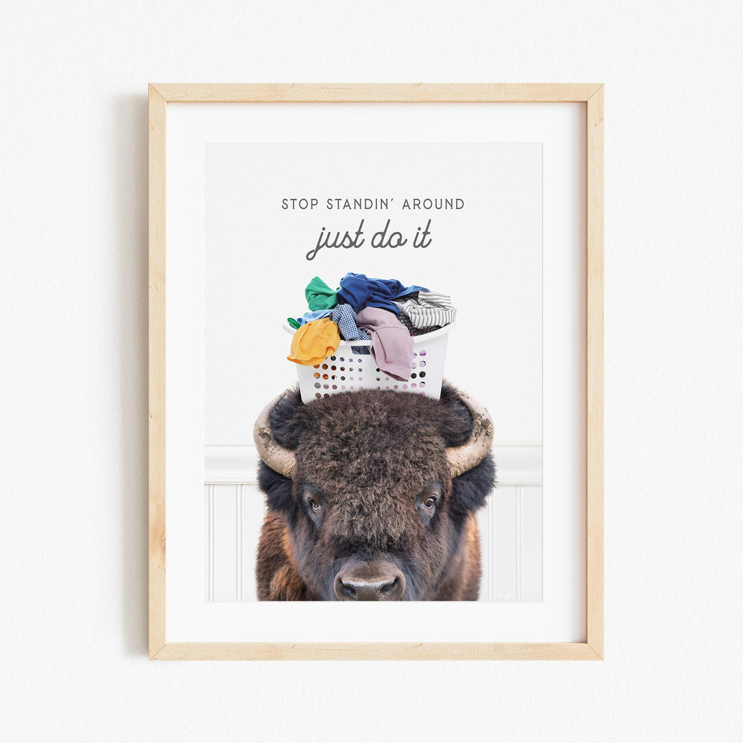 a picture of a bison with a hat on it's head