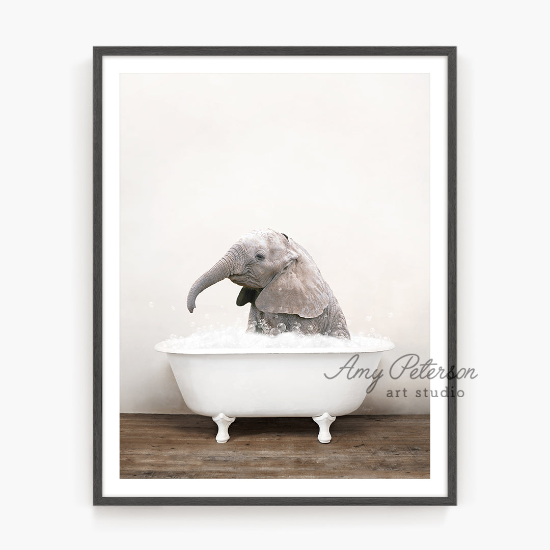 a picture of an elephant in a bathtub