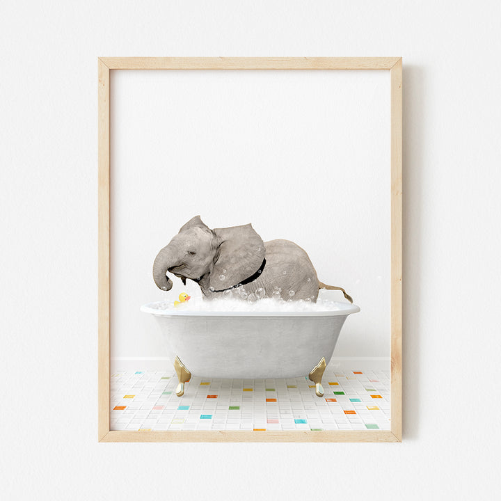 a picture of an elephant in a bathtub