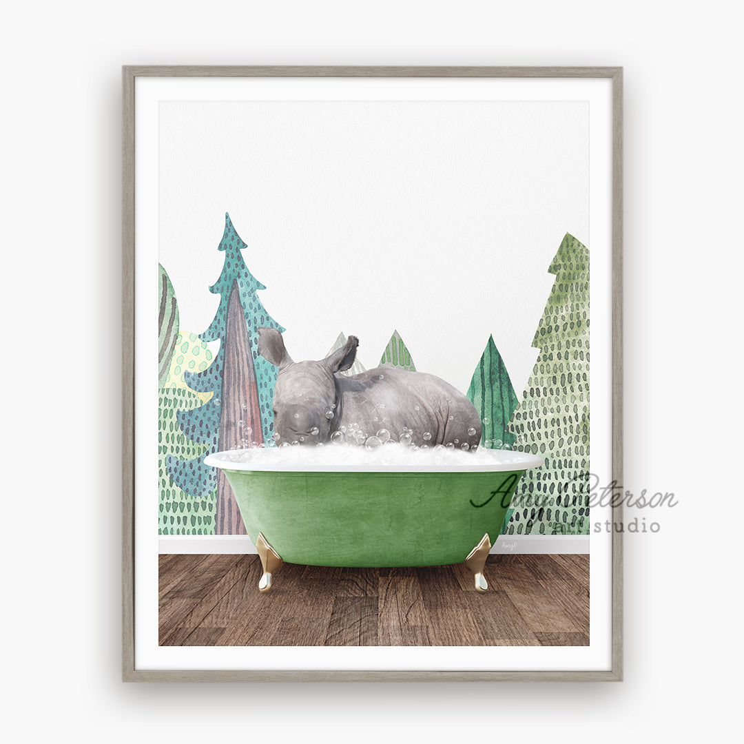 a picture of a rhino in a bathtub