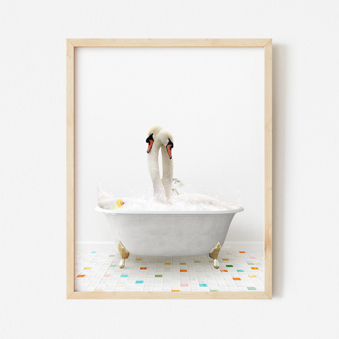 a picture of two swans in a bathtub