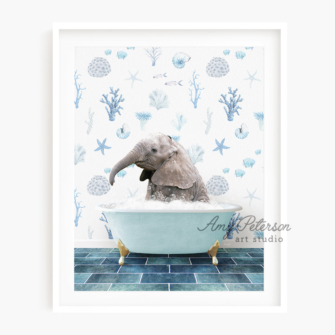 a picture of an elephant in a bathtub