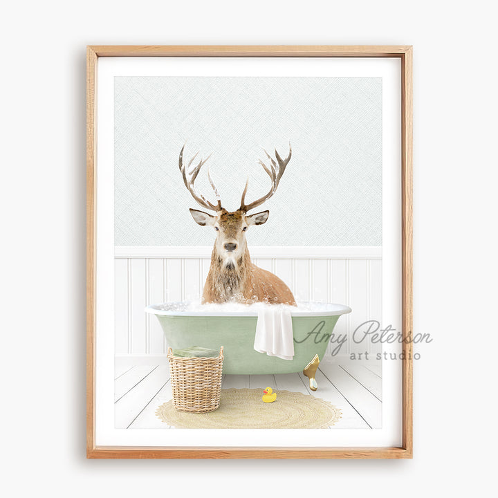 a picture of a deer in a bathtub