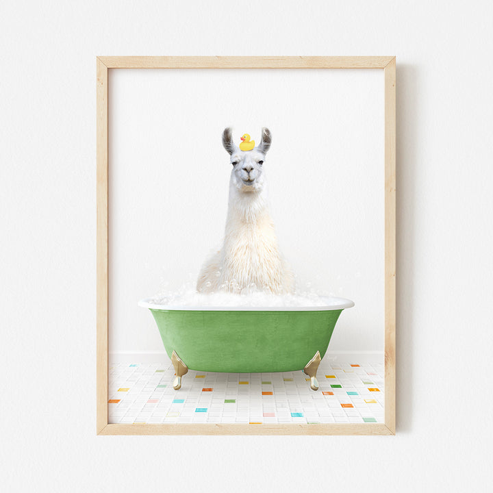 a llama in a bathtub with a crown on its head