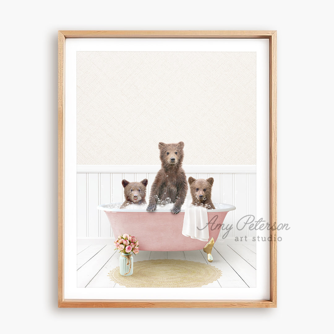 a picture of three bears in a bathtub