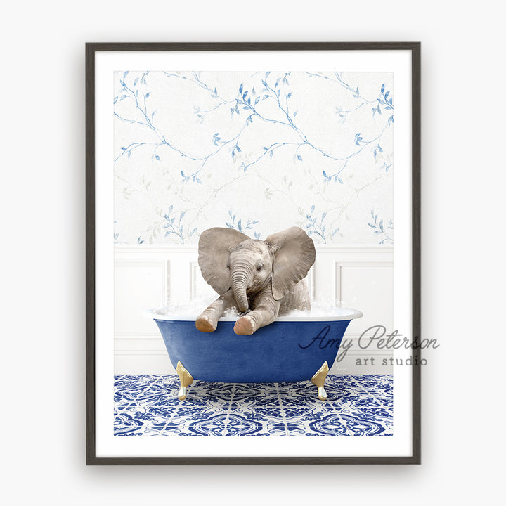 a picture of an elephant in a bathtub