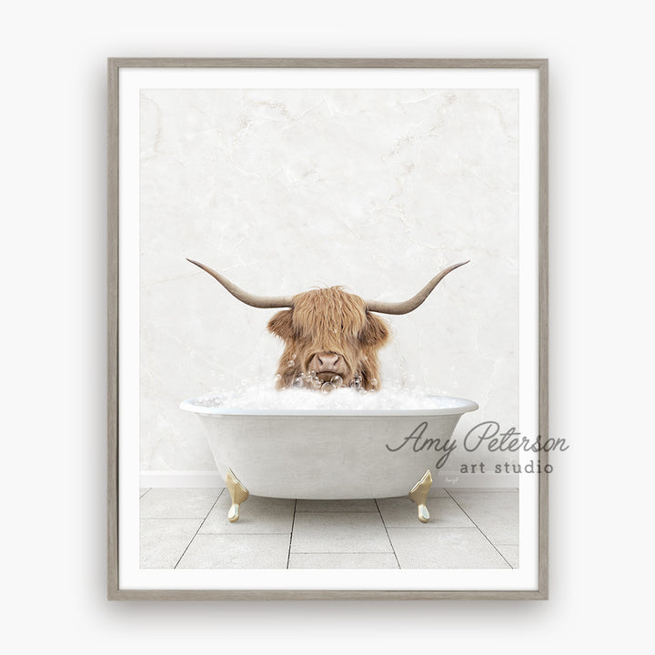 a picture of a bull in a bathtub