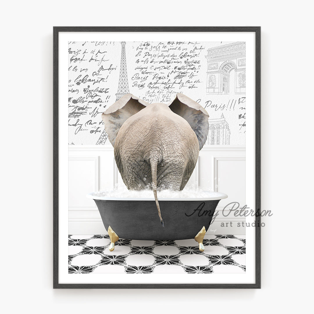 a picture of an elephant in a bathtub