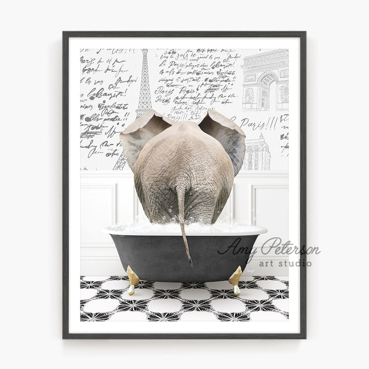 a picture of an elephant in a bathtub