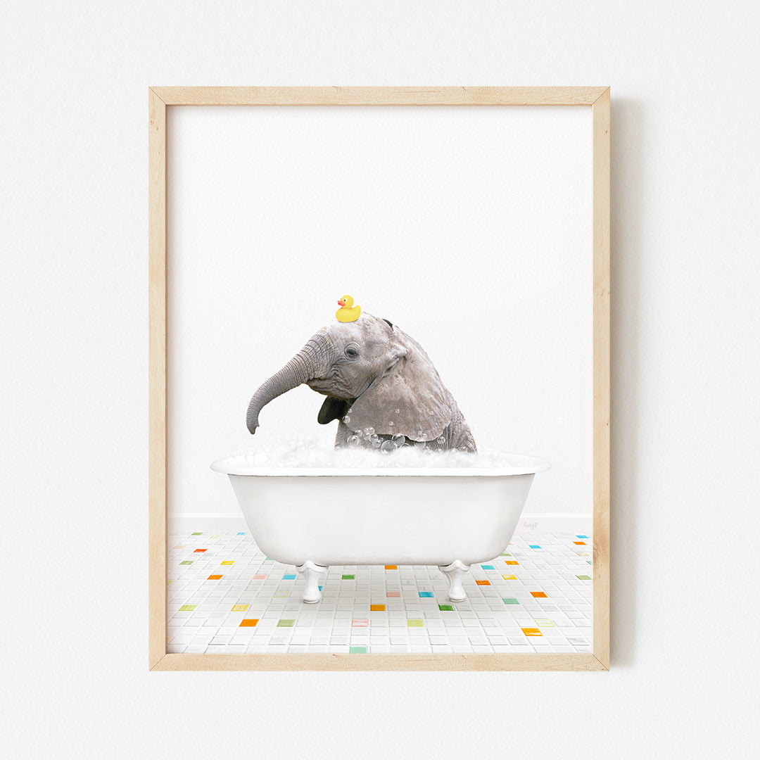 a picture of an elephant in a bathtub