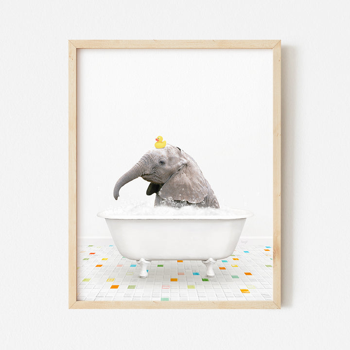 a picture of an elephant in a bathtub