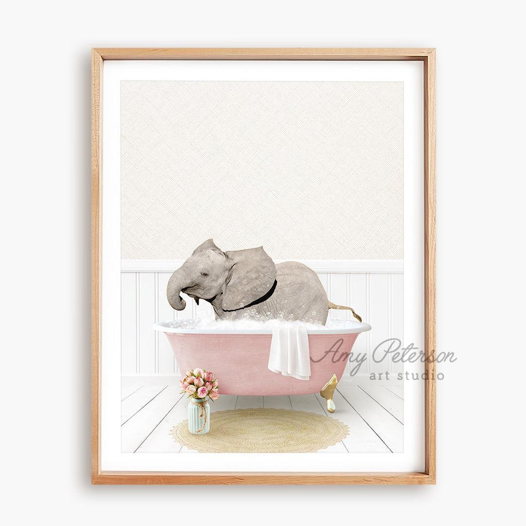 a picture of an elephant in a bathtub