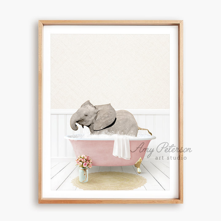 a picture of an elephant in a bathtub