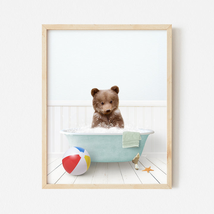 a picture of a teddy bear in a bathtub