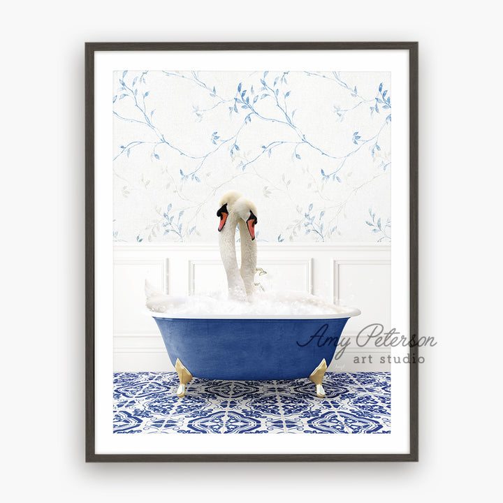 a picture of a swan in a bathtub