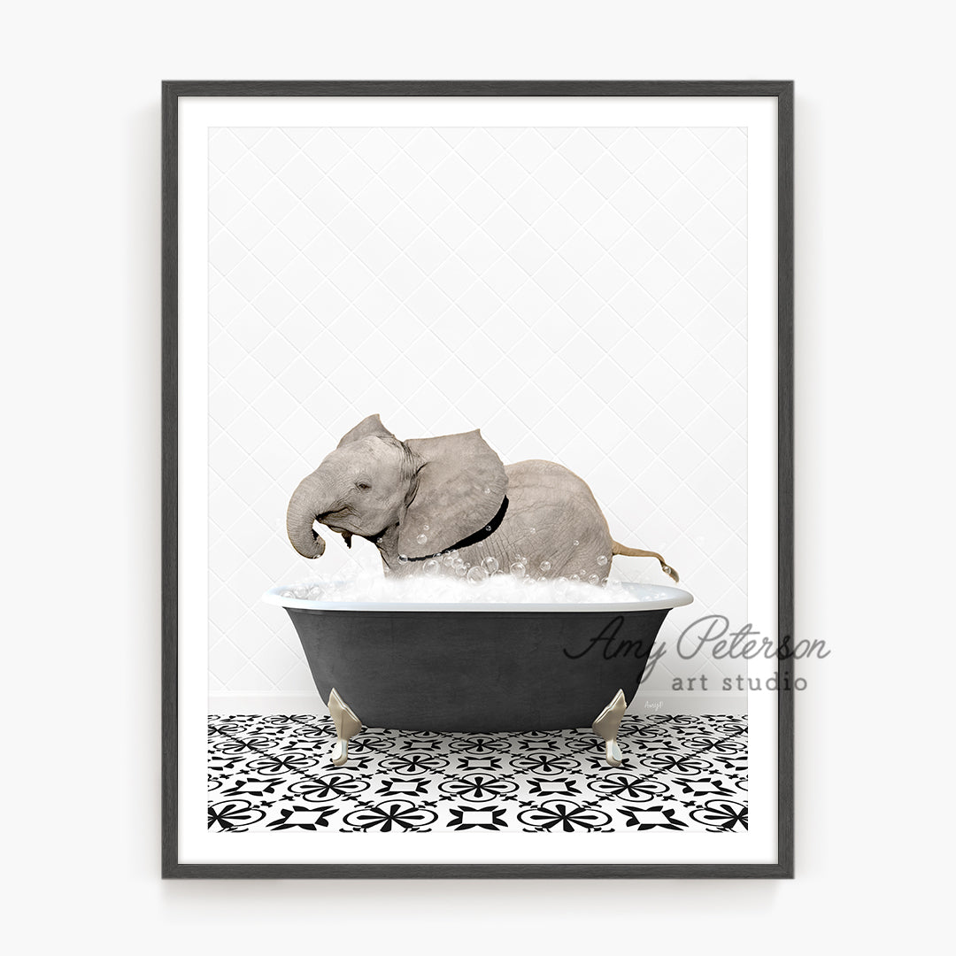 a picture of an elephant in a bathtub