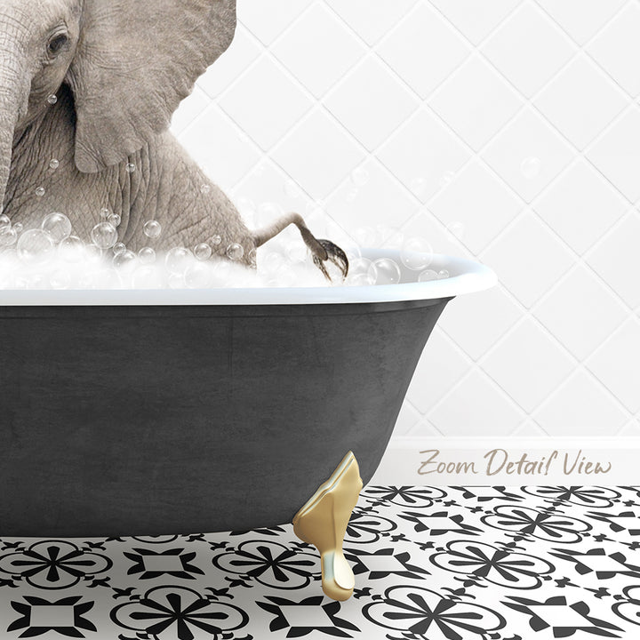 Baby Elephant No4 in Stencil Black & White Bath
