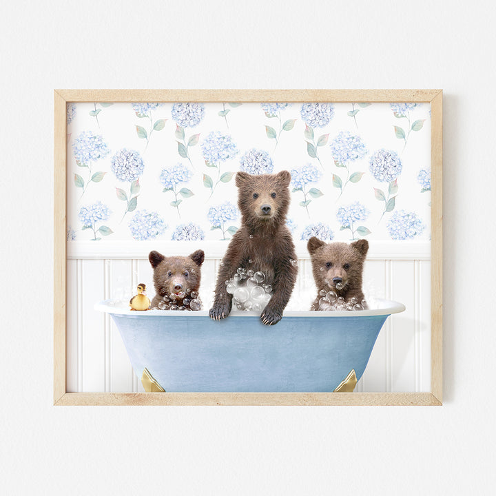 a picture of three bears in a bathtub