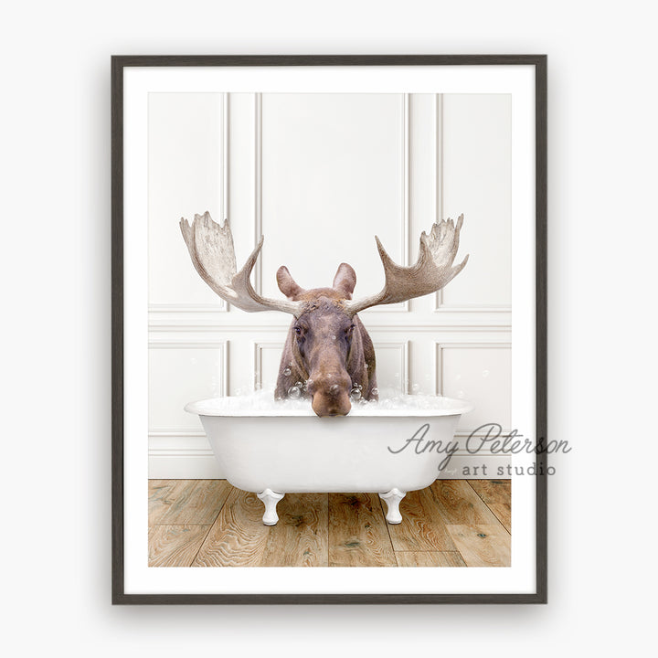 a picture of a moose in a bathtub