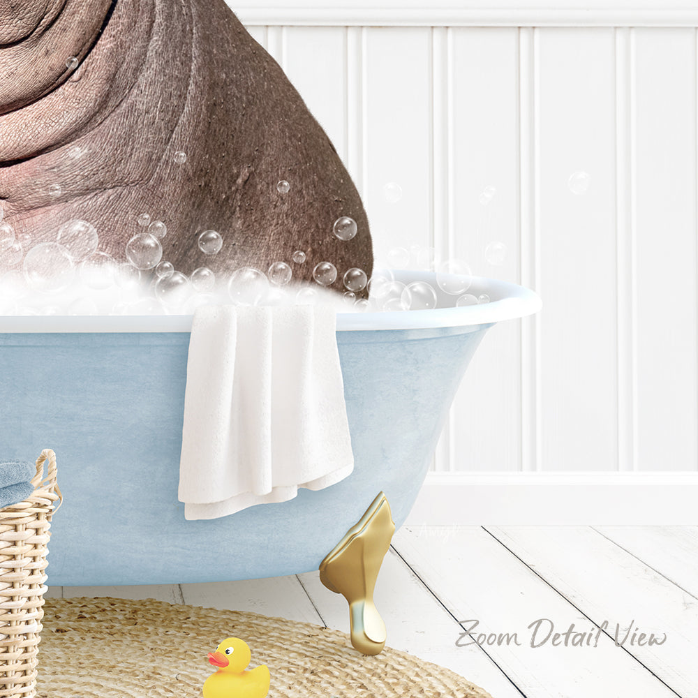 A bathtub filled with bubbles, with a rubber duck sitting in it.
