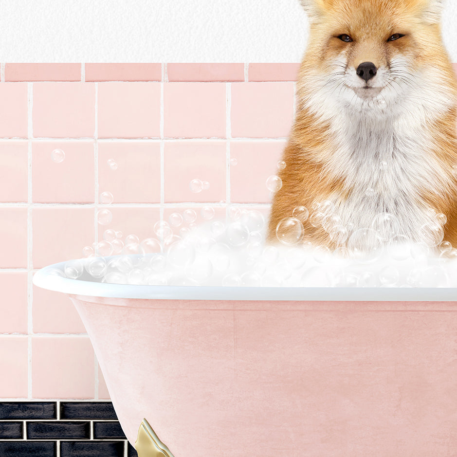 a dog sitting in a bathtub filled with bubbles