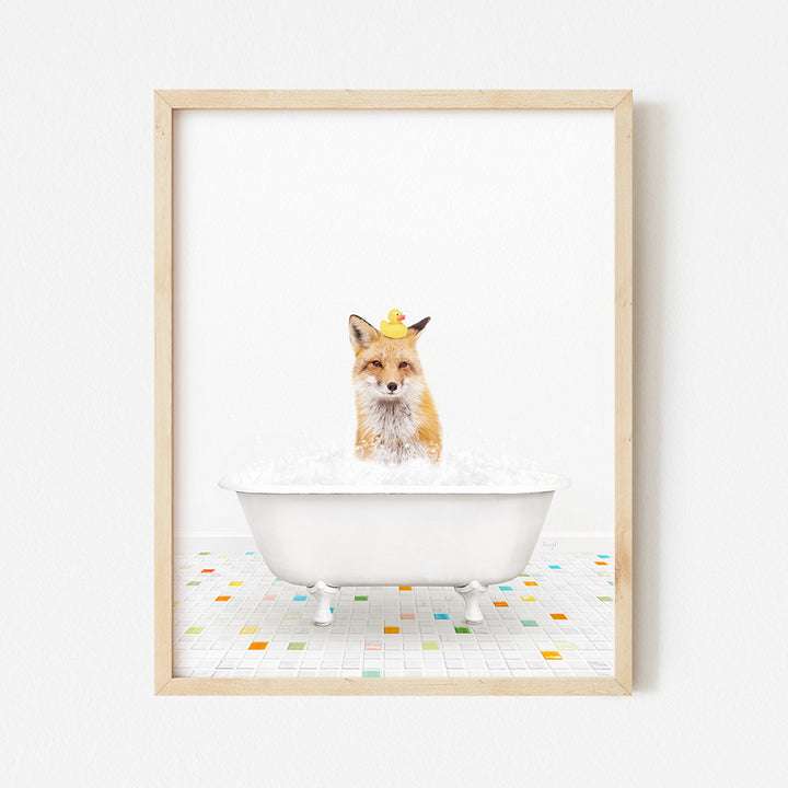 a picture of a fox in a bathtub