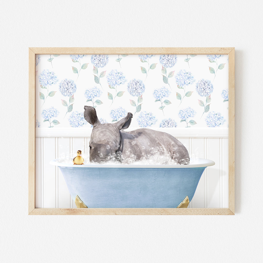 a picture of a rhino in a bathtub