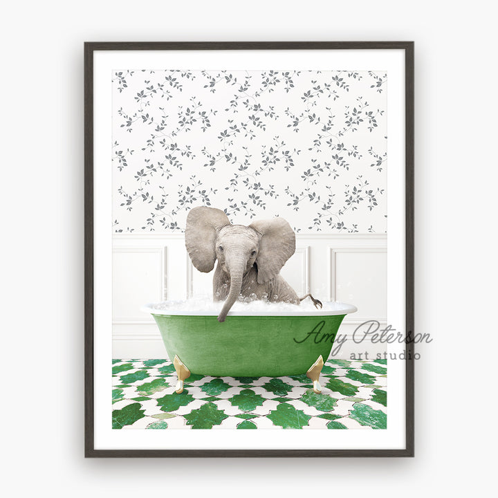 a picture of an elephant in a bathtub