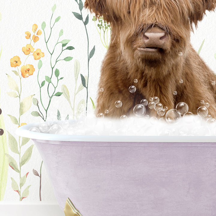 a brown dog sitting in a bathtub filled with bubbles