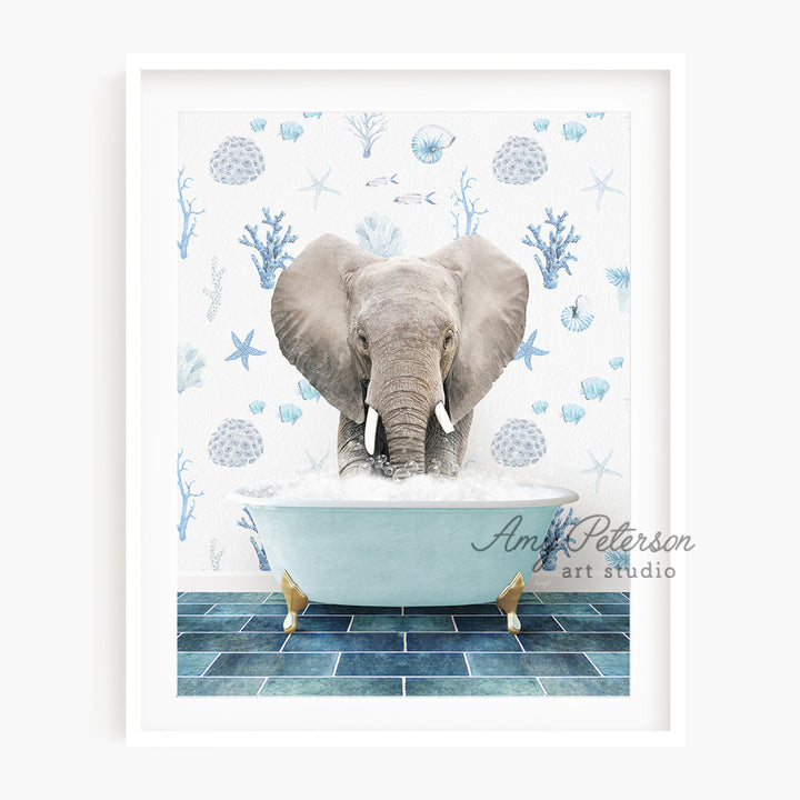 a picture of an elephant in a bathtub