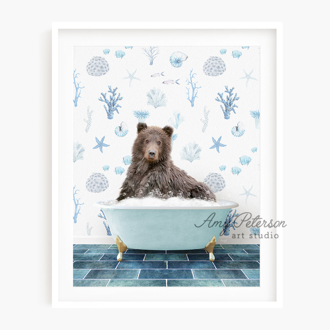 a picture of a bear in a bathtub