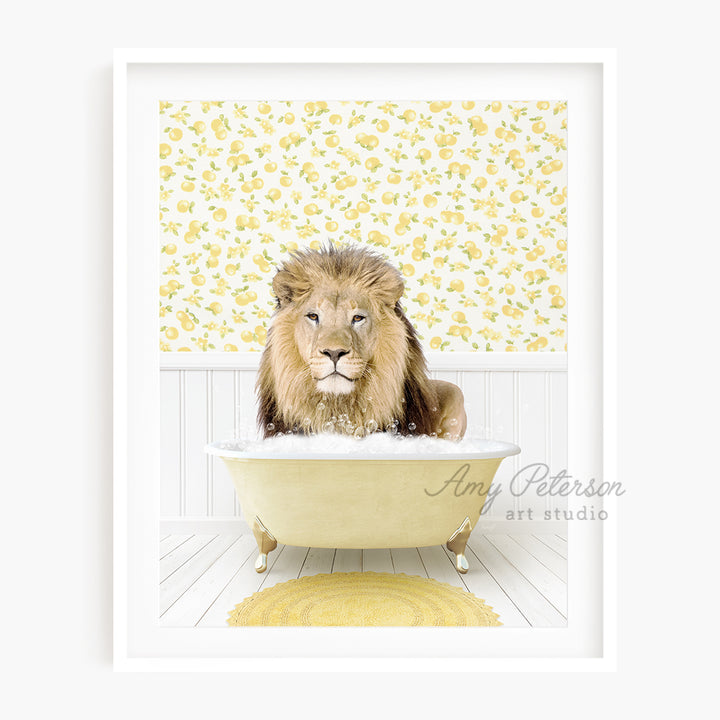 a picture of a lion in a bathtub