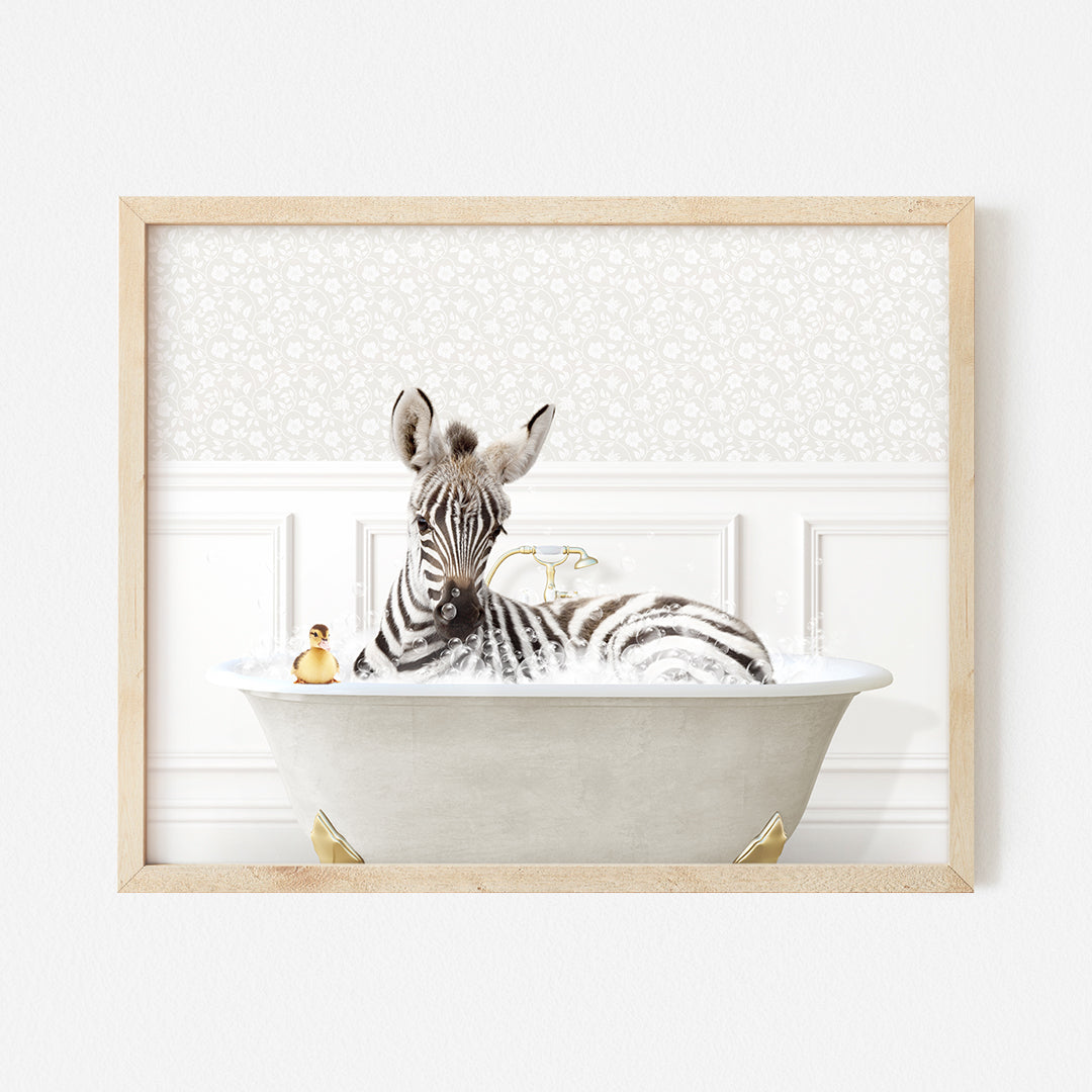 a picture of a zebra in a bathtub