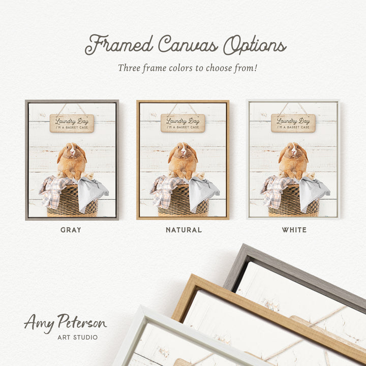 three framed canvas options, each featuring a different color and frame style. The options include a gray frame, a natural frame, and a white frame. The text above the options reads " Framed Canvas Options" and "Three frame colors to choose from!". The text below the options states "Grays", "NATURAL", and "WHITE". The artist's name, " Amy Peterson ART STUDIO", is also included in the image.