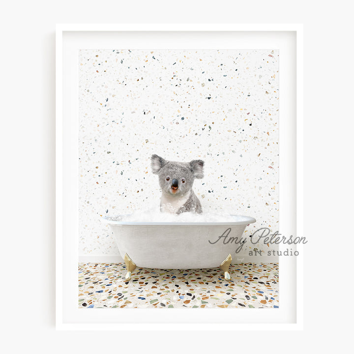 a picture of a koala in a bathtub