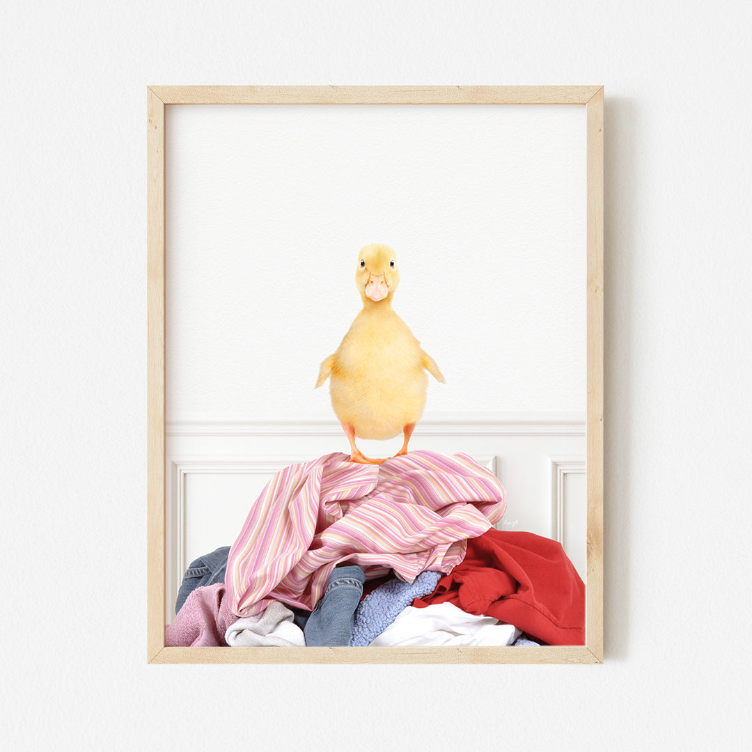 a picture of a chicken sitting on top of a pile of clothes