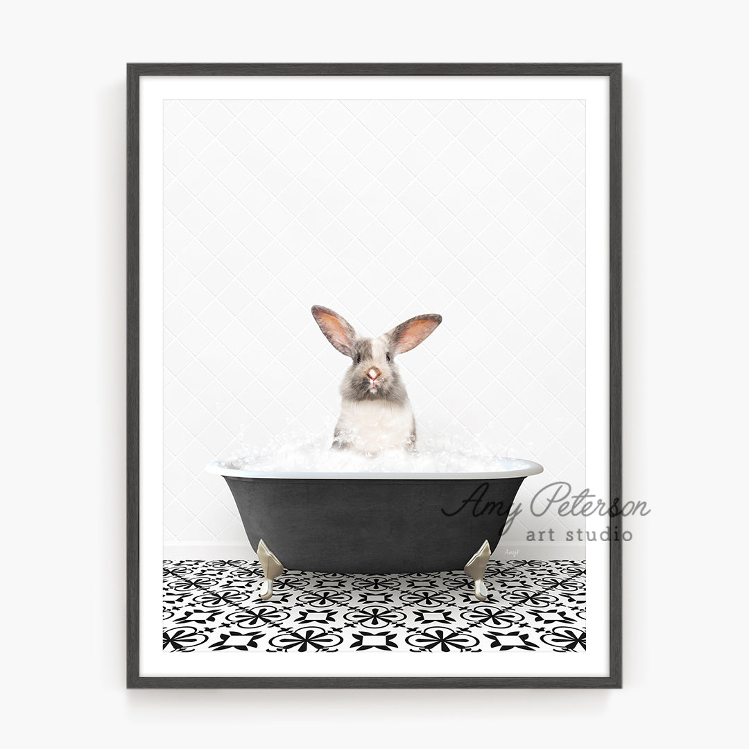 a picture of a rabbit in a bathtub