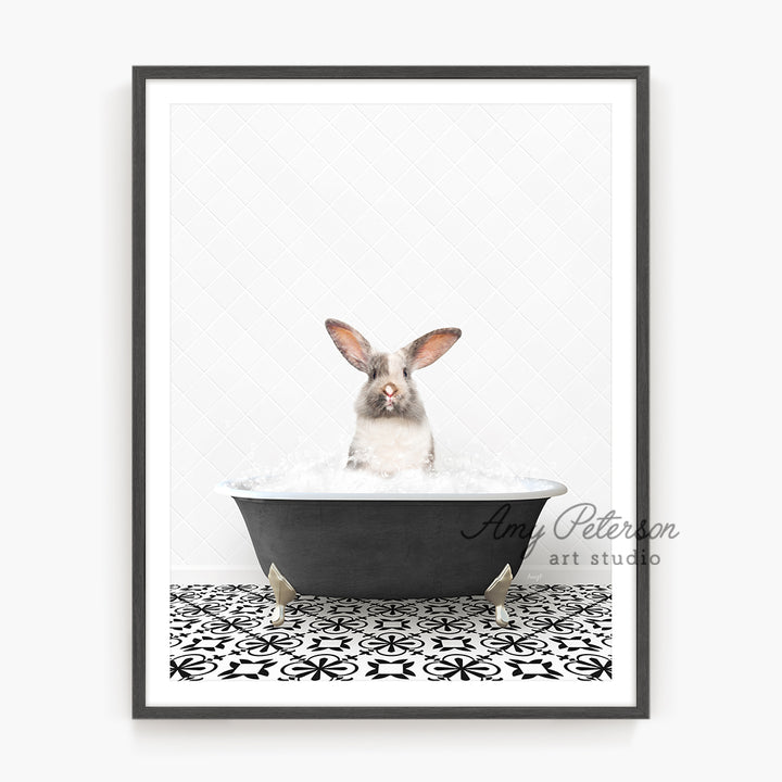 a picture of a rabbit in a bathtub