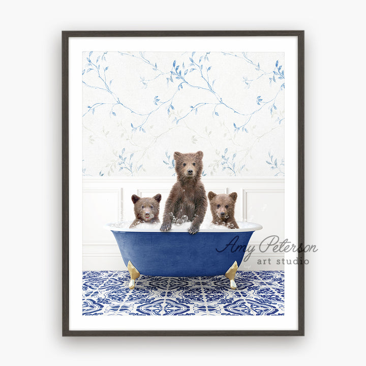 a picture of three bears in a bathtub