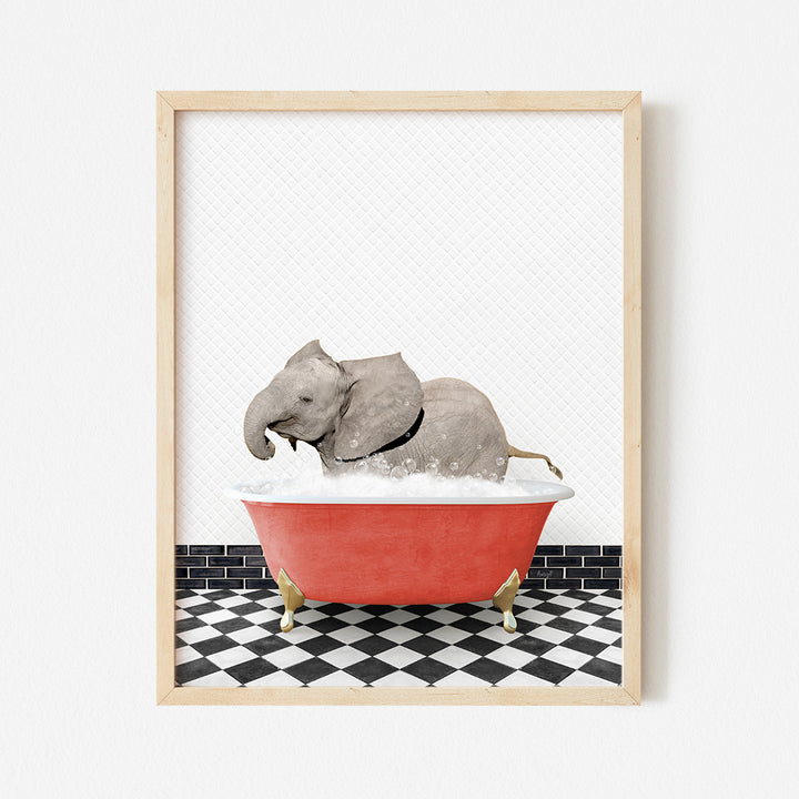 a picture of an elephant in a bathtub