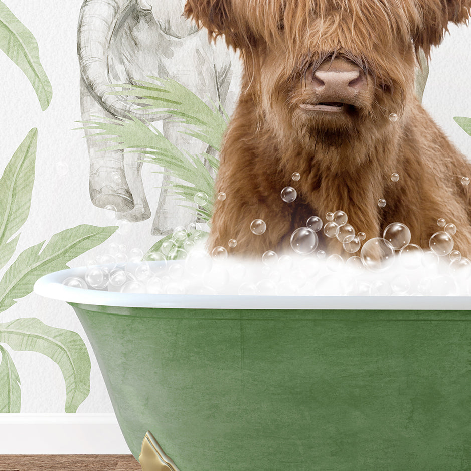 a brown dog sitting in a bathtub filled with bubbles