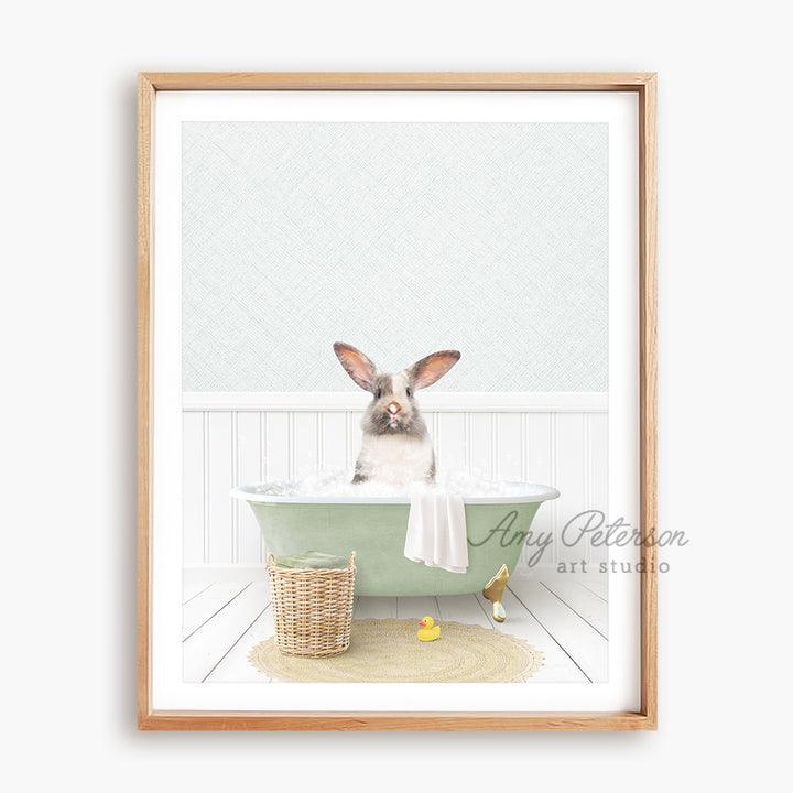 a picture of a bunny in a bathtub