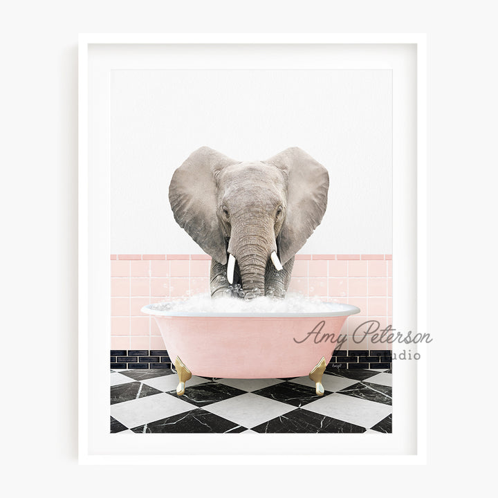 a picture of an elephant in a bathtub