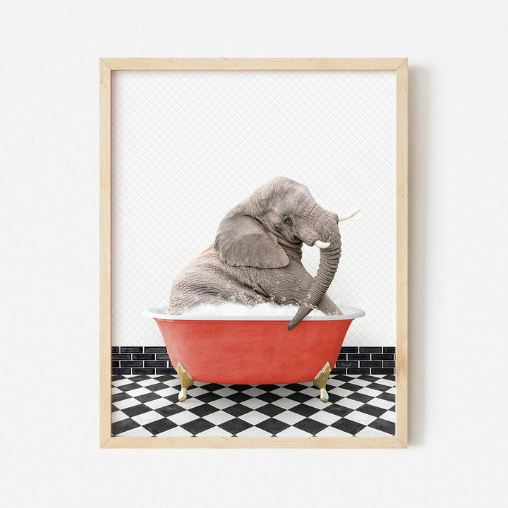 a picture of a baby elephant in a bathtub